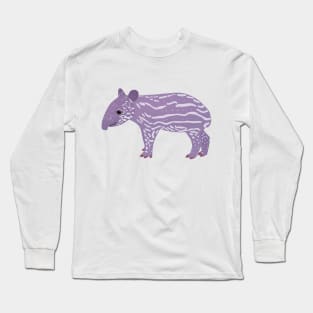 Lavender Purple Baby Malayan Tapir Tapirus Indicus Long Sleeve T-Shirt